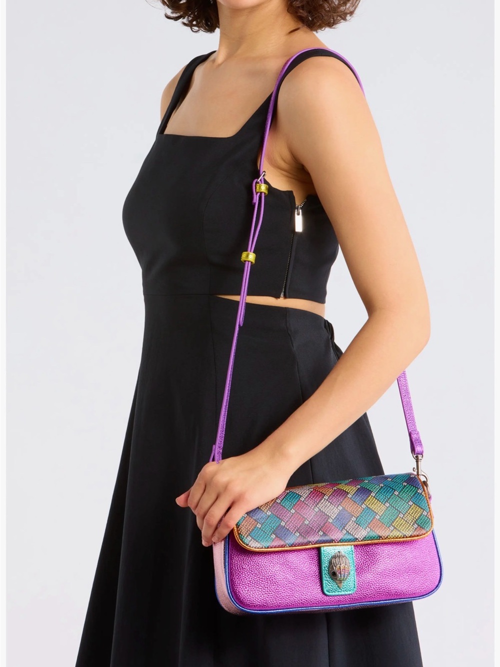 Kurt Geiger Camden Flap Pink Multicolor Woven Flap Shoulder Bag. Stunning 🤩